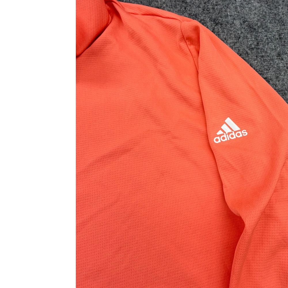 Adidas Mens Quarter Zip Pullover Orange Golf Sweatshirt 2XL Sustainable Logo - Picture 3 of 7
